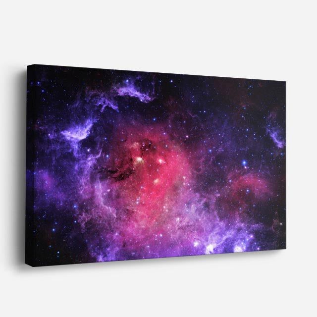 cuadro canvas galaxias y planetas nube magenta horizontal