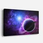 cuadro canvas galaxias y planetas anillos eléctricos horizontal