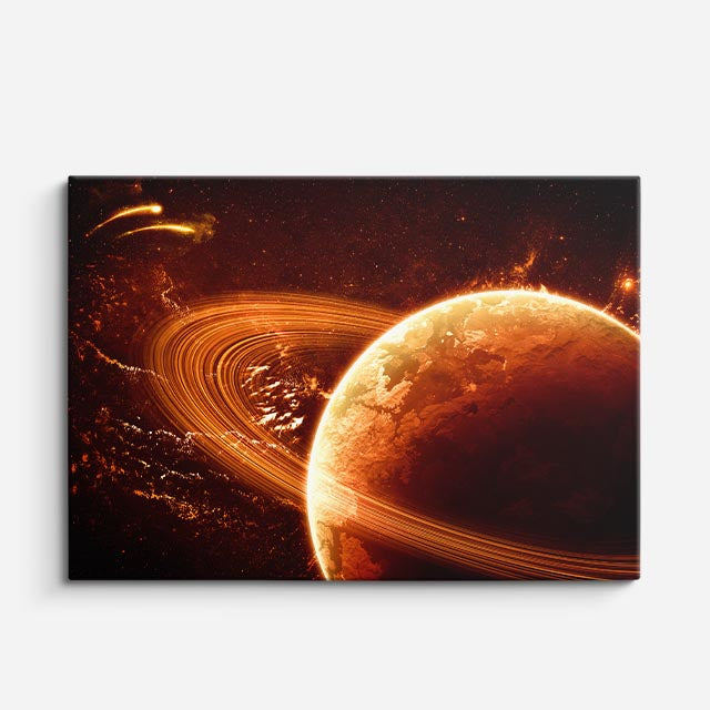cuadro canvas galaxias y planetas órbita solar horizontal
