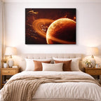 cuadro canvas galaxias y planetas órbita solar horizontal
