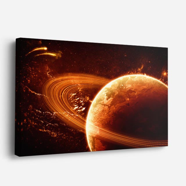 cuadro canvas galaxias y planetas órbita solar horizontal