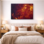 cuadro canvas galaxias y planetas tormenta dorada horizontal