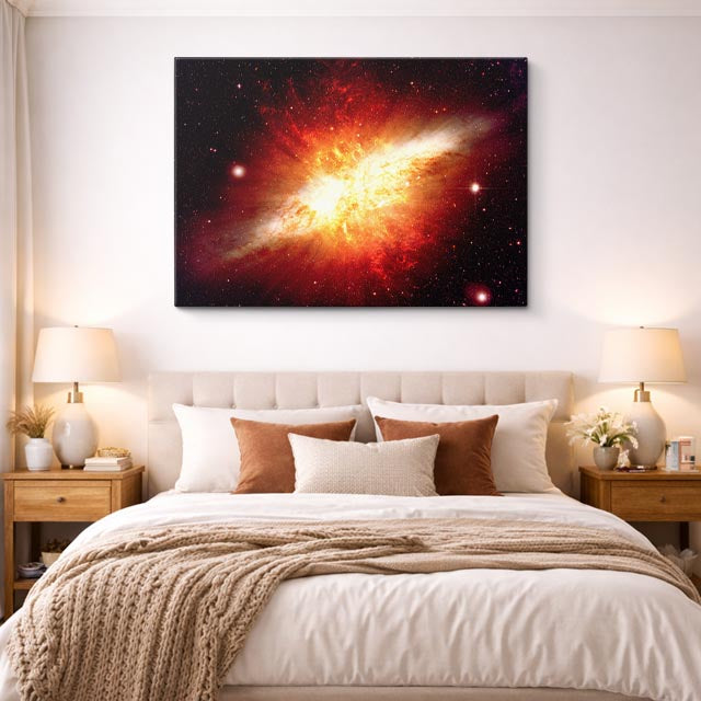 cuadro canvas galaxias y planetas explosión solar horizontal