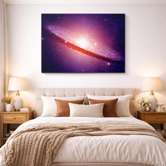 cuadro canvas galaxias y planetas horizonte infinito horizontal