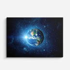 cuadro canvas galaxias y planetas tierra azul horizontal