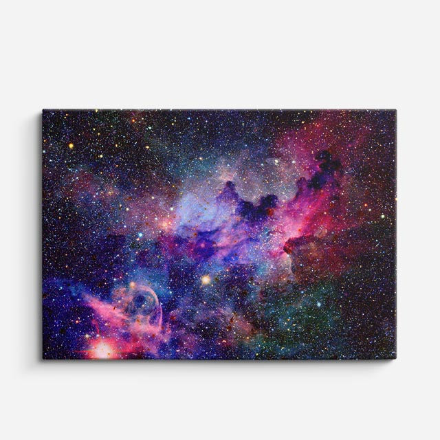 cuadro canvas galaxias y planetas polvo de estrellas horizontal