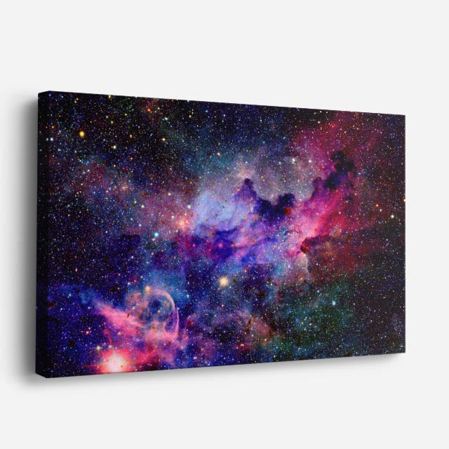 cuadro canvas galaxias y planetas polvo de estrellas horizontal