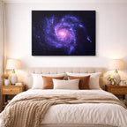 cuadro canvas galaxias y planetas espiral azul horizontal