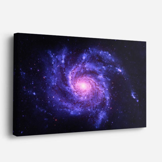 cuadro canvas galaxias y planetas espiral azul horizontal