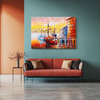 cuadro canvas arte y estilo puerto al atardecer horizontal