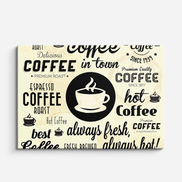 cuadro canvas café letras de cafe horizontal