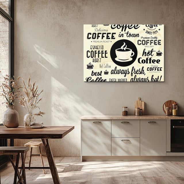 cuadro canvas café letras de cafe horizontal