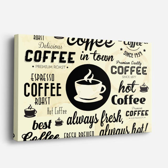 cuadro canvas café letras de cafe horizontal