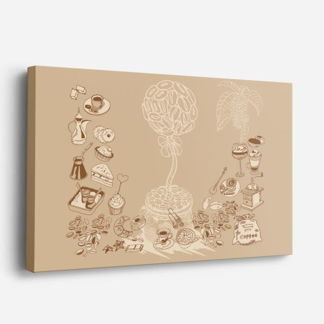 cuadro canvas café cafe en tinta horizontal