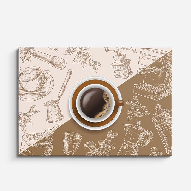 cuadro canvas café taza vintage horizontal