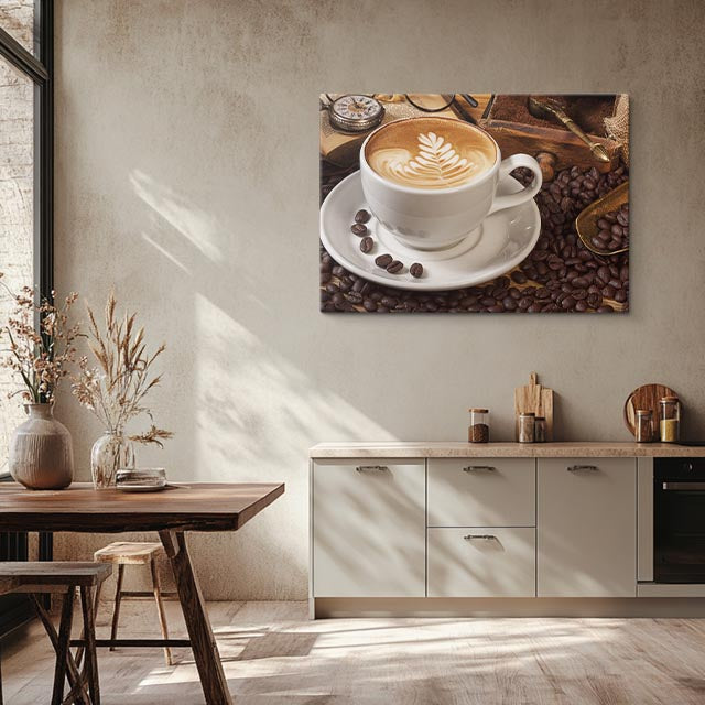 cuadro canvas café latte dorado horizontal