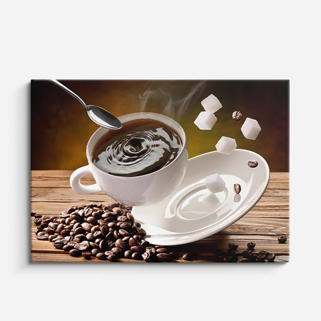 cuadro canvas café cafe con bombones horizontal