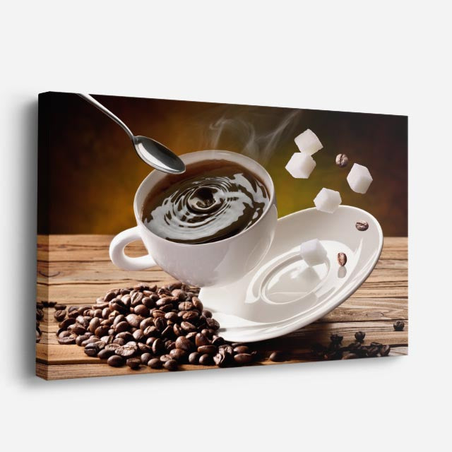 cuadro canvas café cafe con bombones horizontal