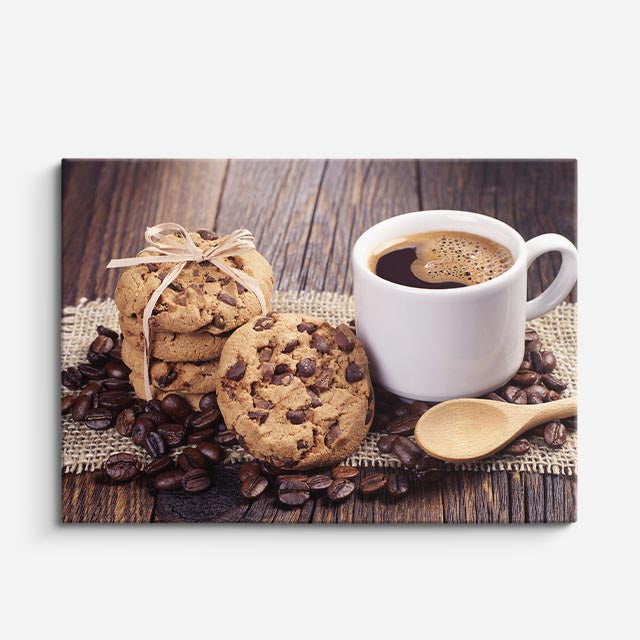 cuadro canvas café cafe y galletas horizontal