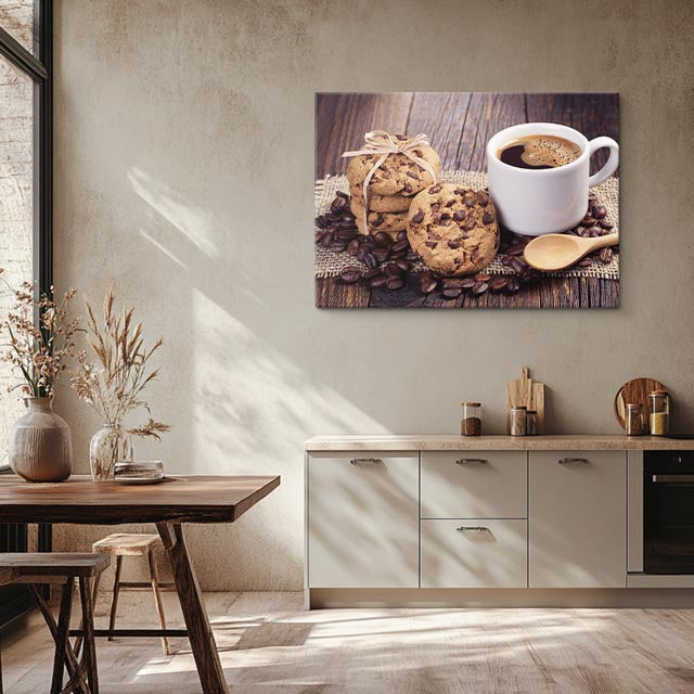 cuadro canvas café cafe y galletas horizontal