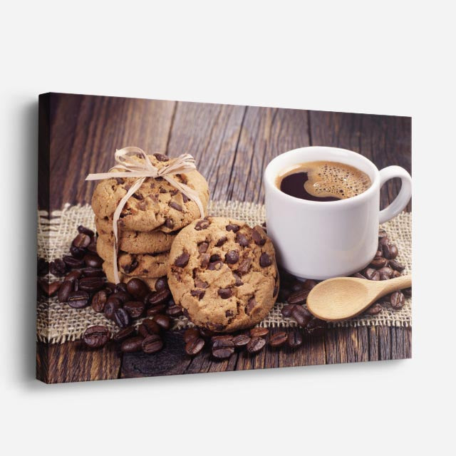 cuadro canvas café cafe y galletas horizontal