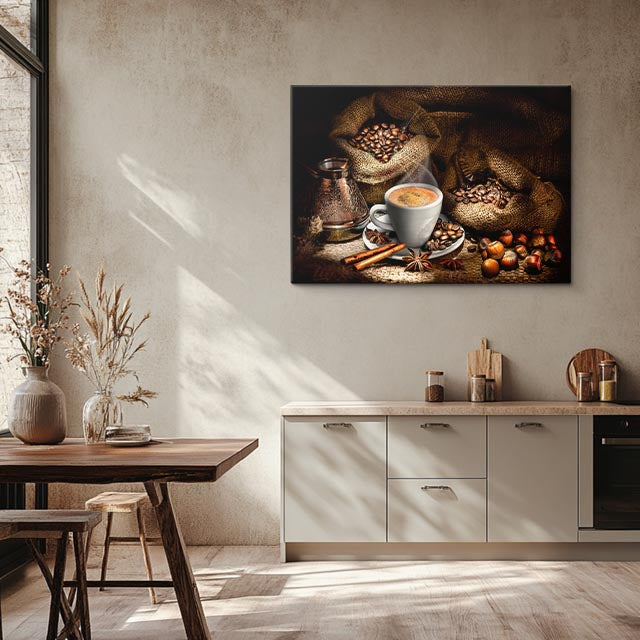 cuadro canvas café aroma de cafe horizontal
