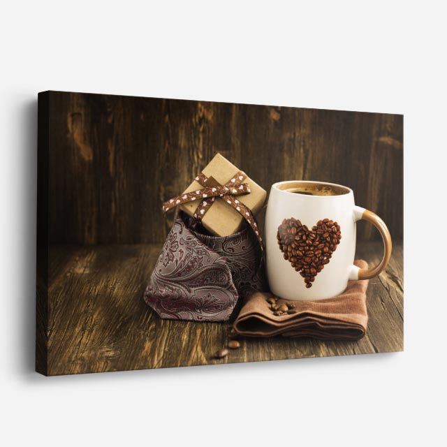 cuadro canvas café taza con corazon horizontal