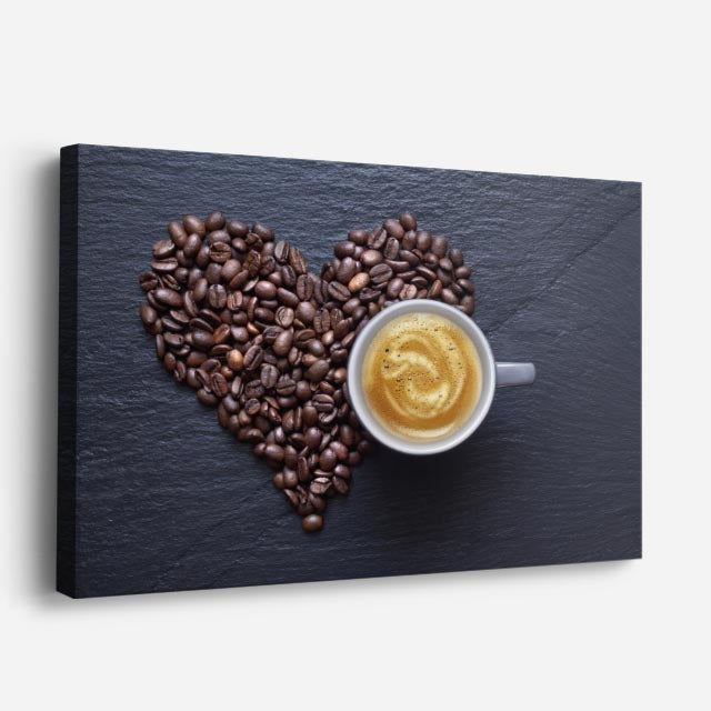cuadro canvas café corazon latte horizontal