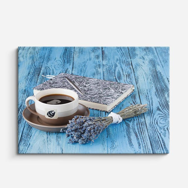 cuadro canvas café lavanda y cafe horizontal