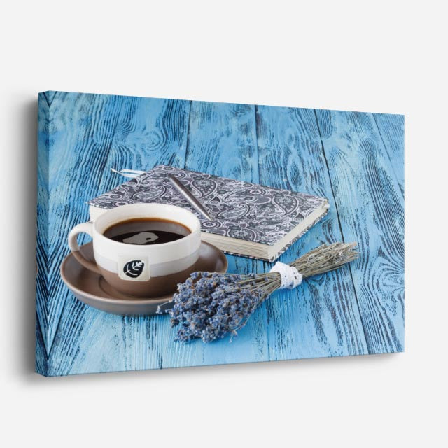 cuadro canvas café lavanda y cafe horizontal