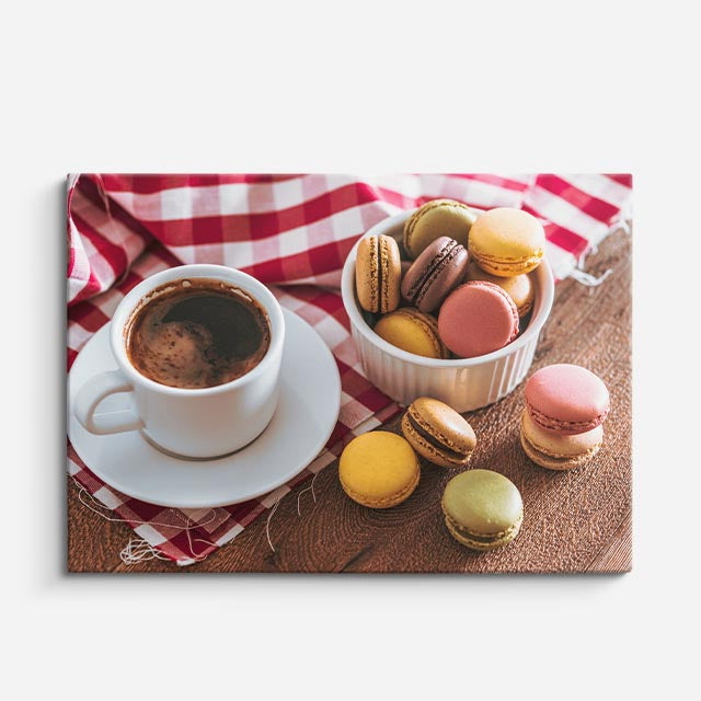 cuadro canvas café cafe y macarons horizontal