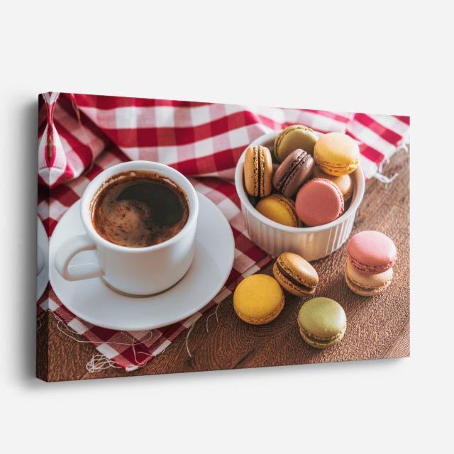 cuadro canvas café cafe y macarons horizontal