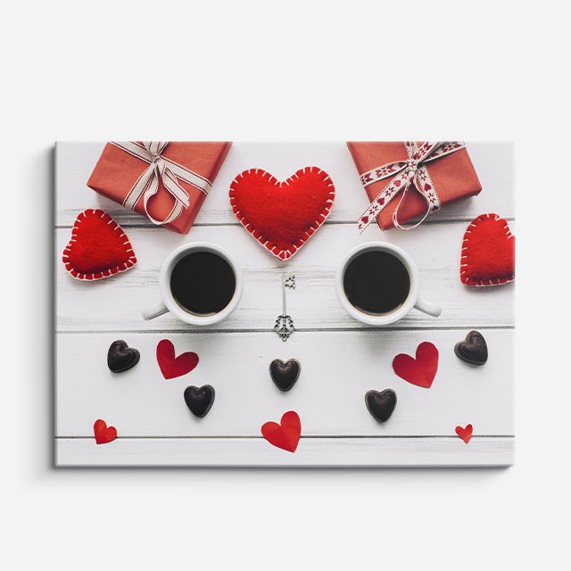 cuadro canvas café amor en taza horizontal