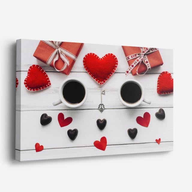 cuadro canvas café amor en taza horizontal
