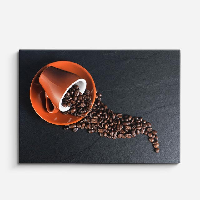 cuadro canvas café granos derramados horizontal