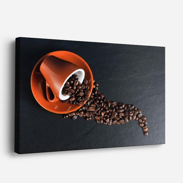 cuadro canvas café granos derramados horizontal