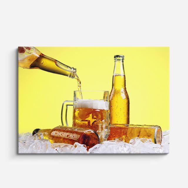 cuadro canvas cerveza brindis amarillo horizontal