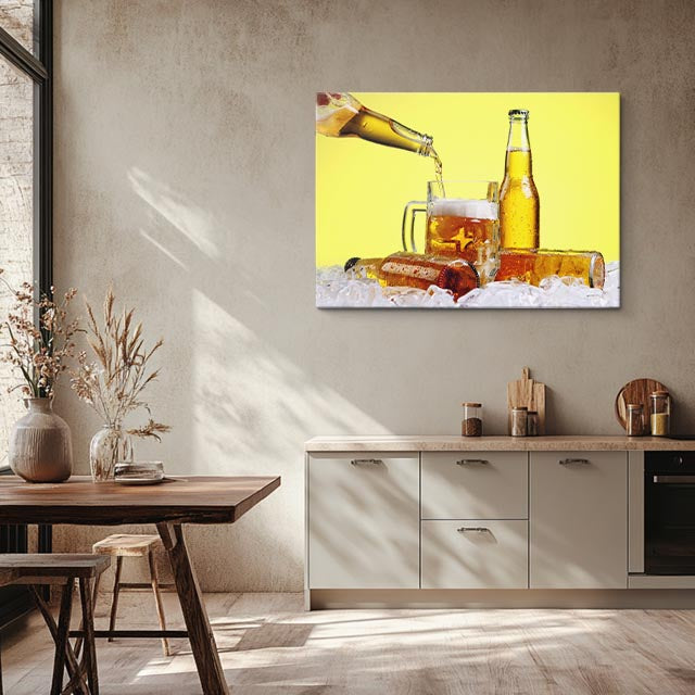 cuadro canvas cerveza brindis amarillo horizontal