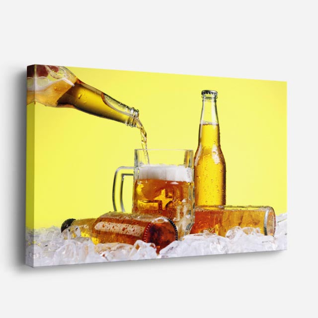 cuadro canvas cerveza brindis amarillo horizontal