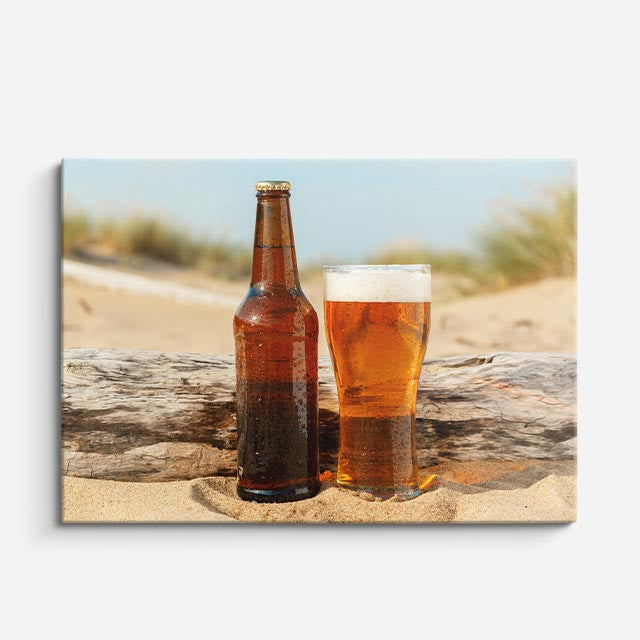 cuadro canvas cerveza playa y malta horizontal