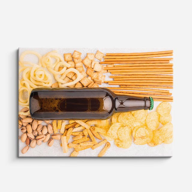 cuadro canvas cerveza malta y botana horizontal