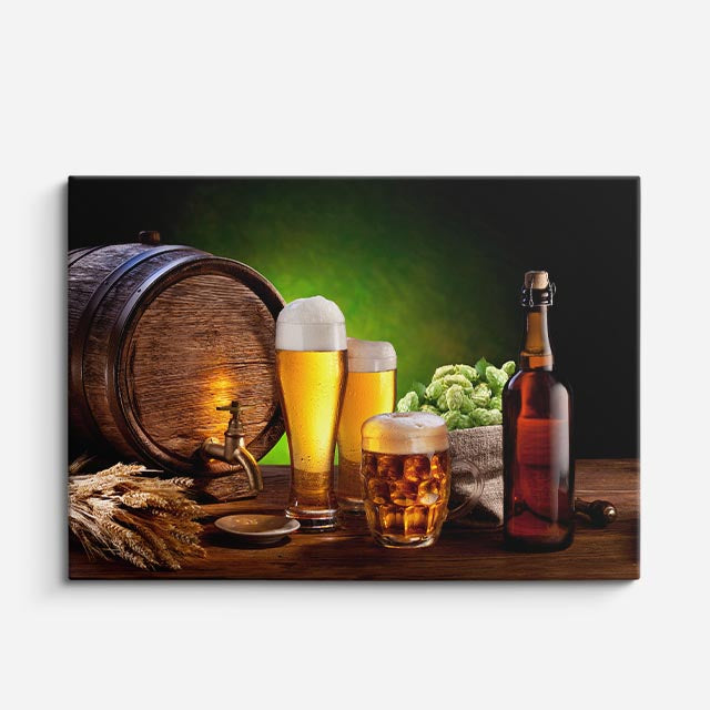 cuadro canvas cerveza brindis de barrica horizontal
