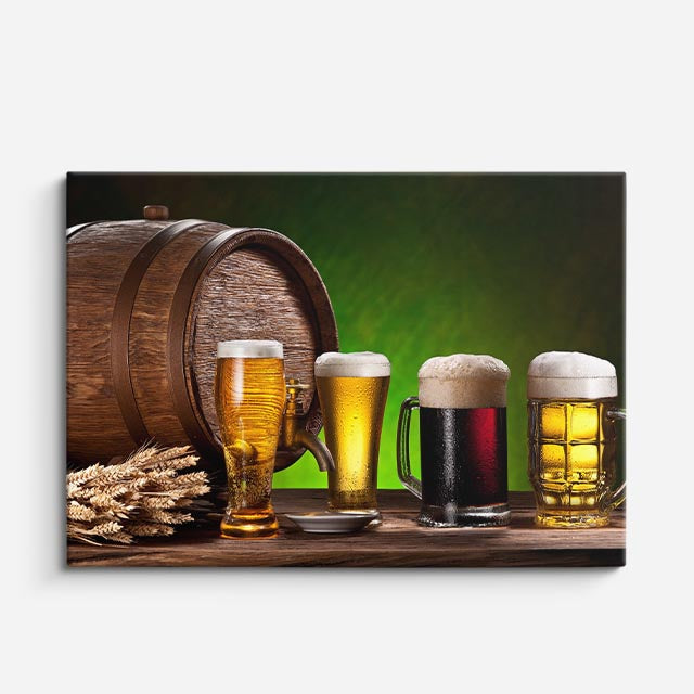 cuadro canvas cerveza cerveza entre barriles horizontal