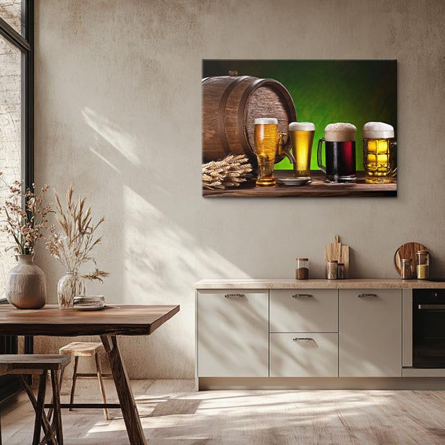cuadro canvas cerveza cerveza entre barriles horizontal