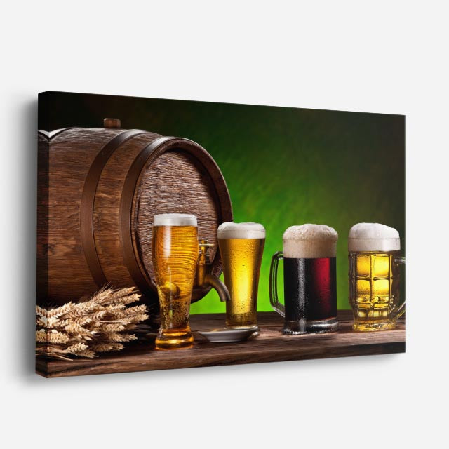 cuadro canvas cerveza cerveza entre barriles horizontal