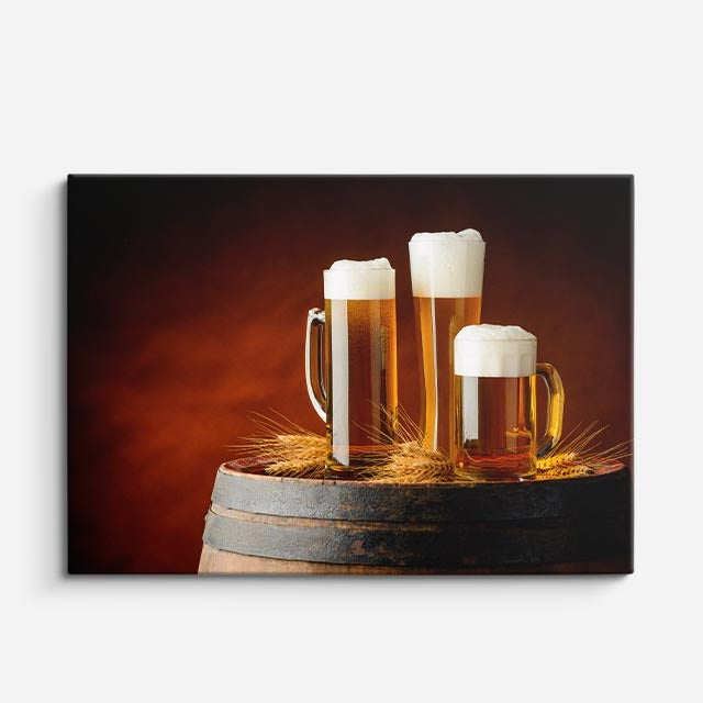 cuadro canvas cerveza barril espumoso horizontal