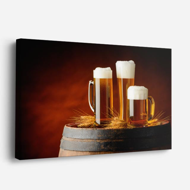 cuadro canvas cerveza barril espumoso horizontal