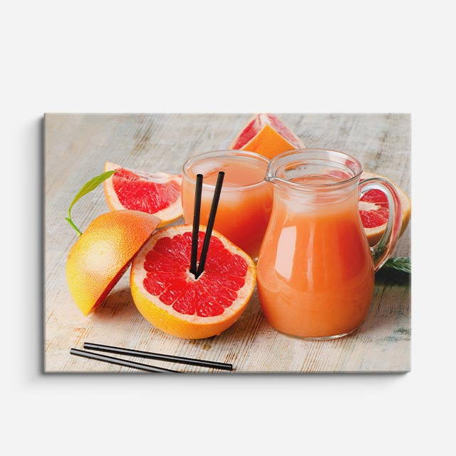 cuadro canvas jugos y frutas toronja fresca horizontal