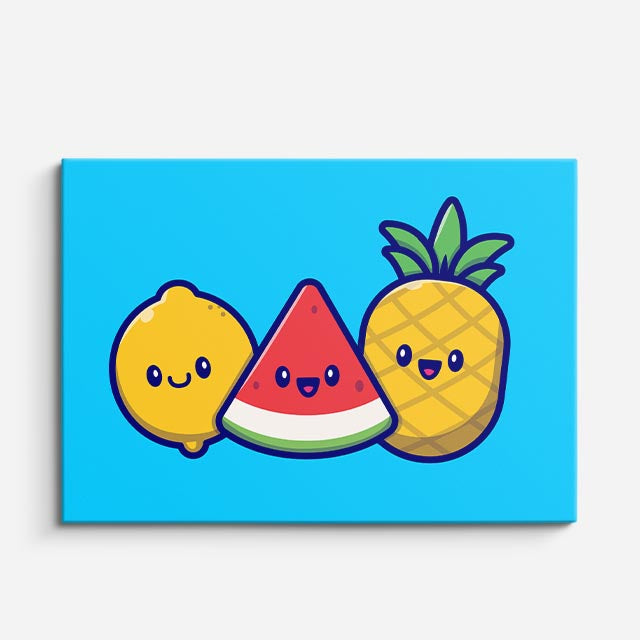 cuadro canvas jugos y frutas frutas felices horizontal