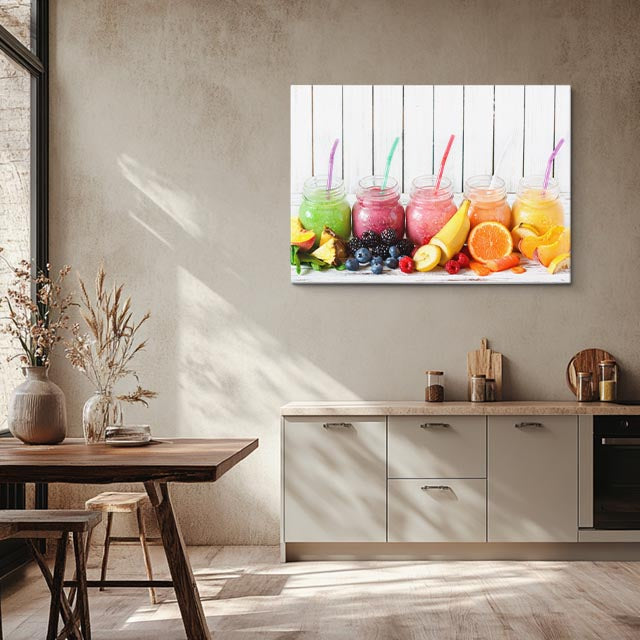 cuadro canvas jugos y frutas arcoiris frutal horizontal